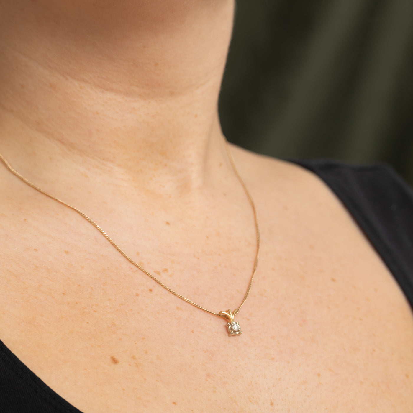 14K Illusion Set Diamond Pendant