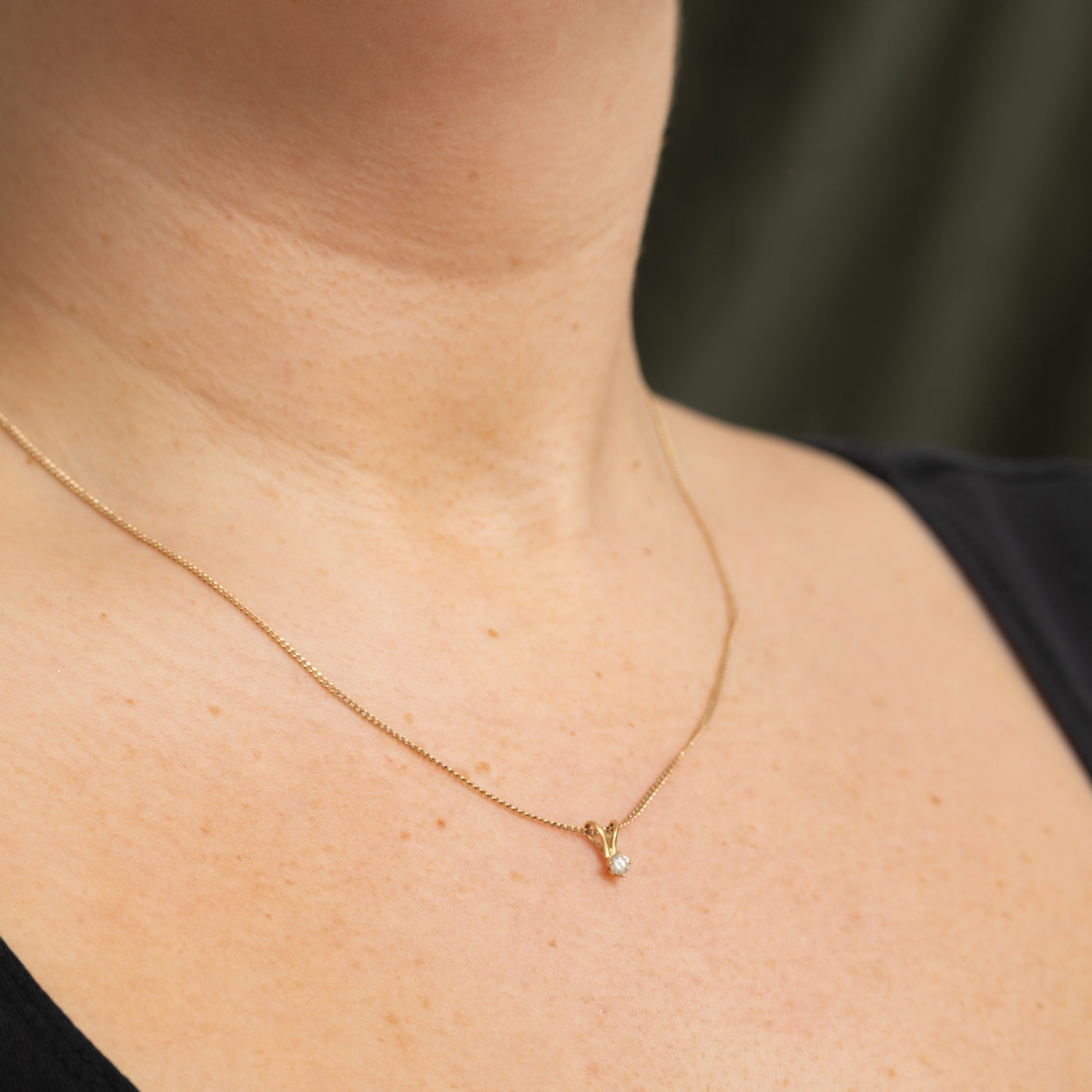 14K Solitaire Diamond Pendant