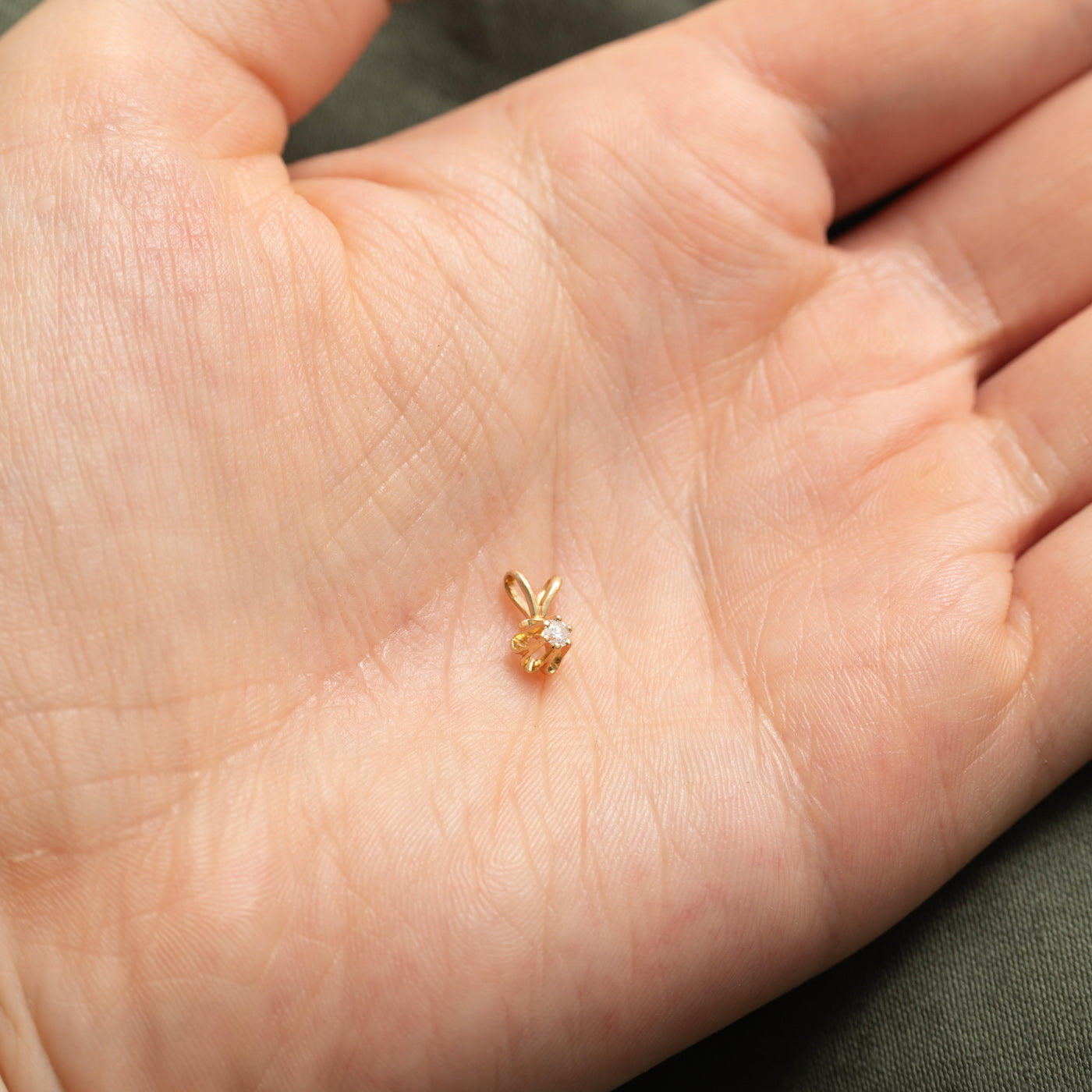 14K Solitaire Belcher Set Diamond Pendant