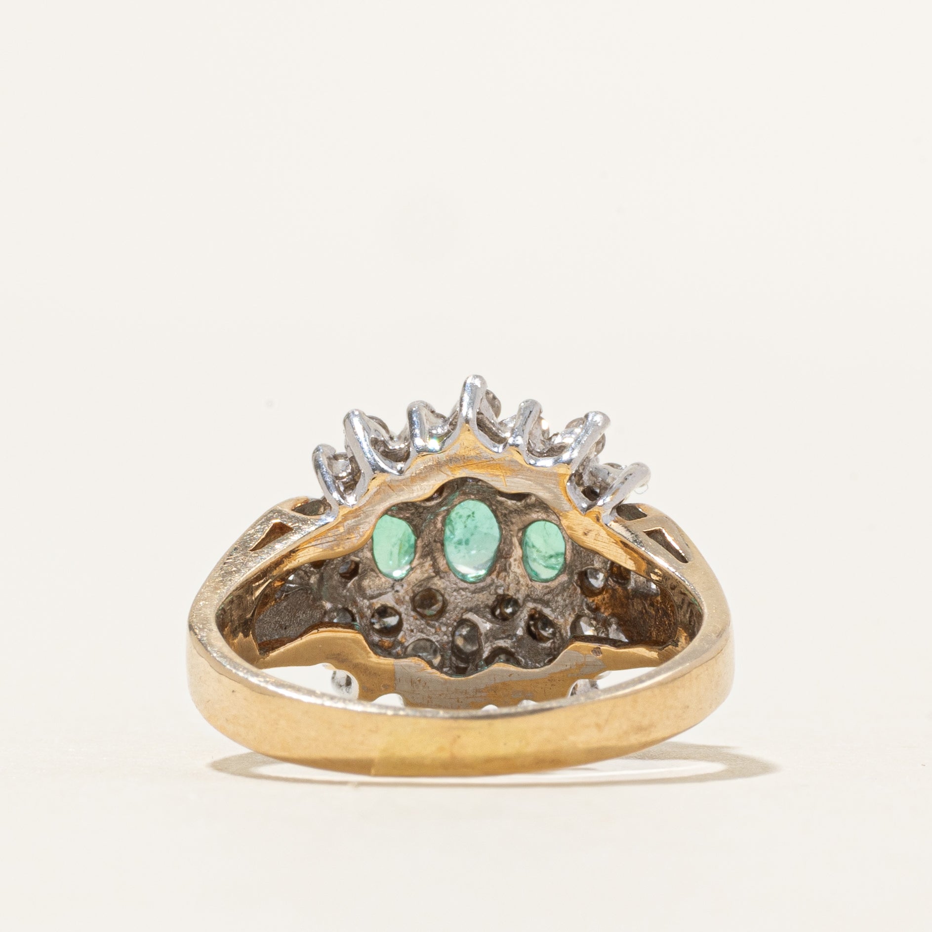 Emerald & Diamond Petal Cluster Ring | 0.36ctw, 0.30ctw | SZ 5.75