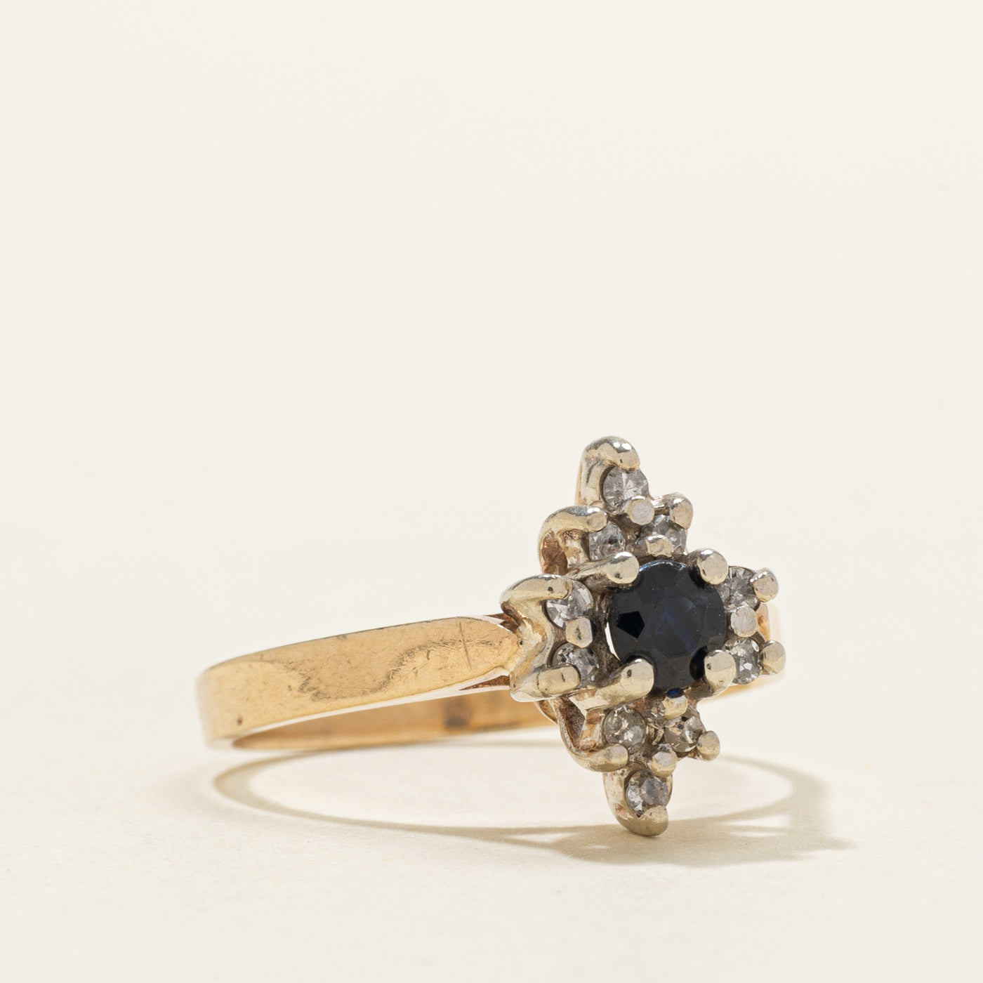 Sapphire & Diamond Floral Halo Ring | SZ 6.0