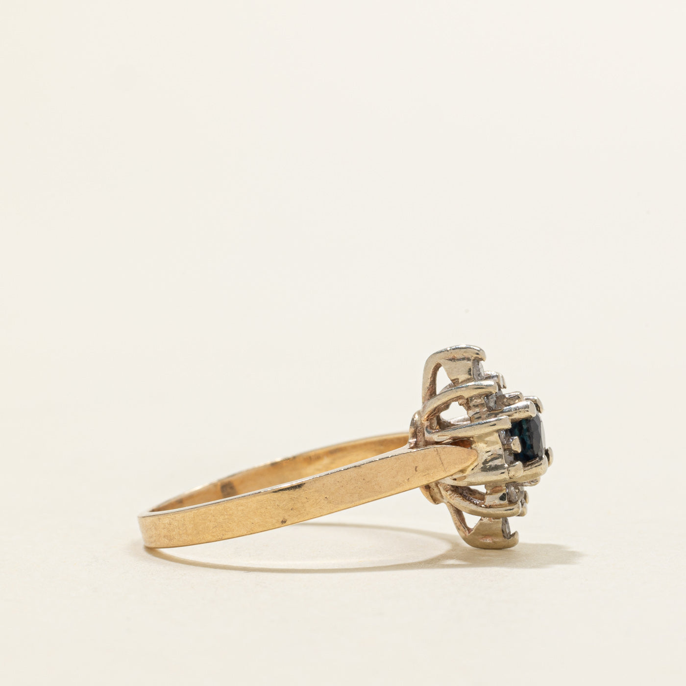 Sapphire & Diamond Floral Halo Ring | SZ 6.0