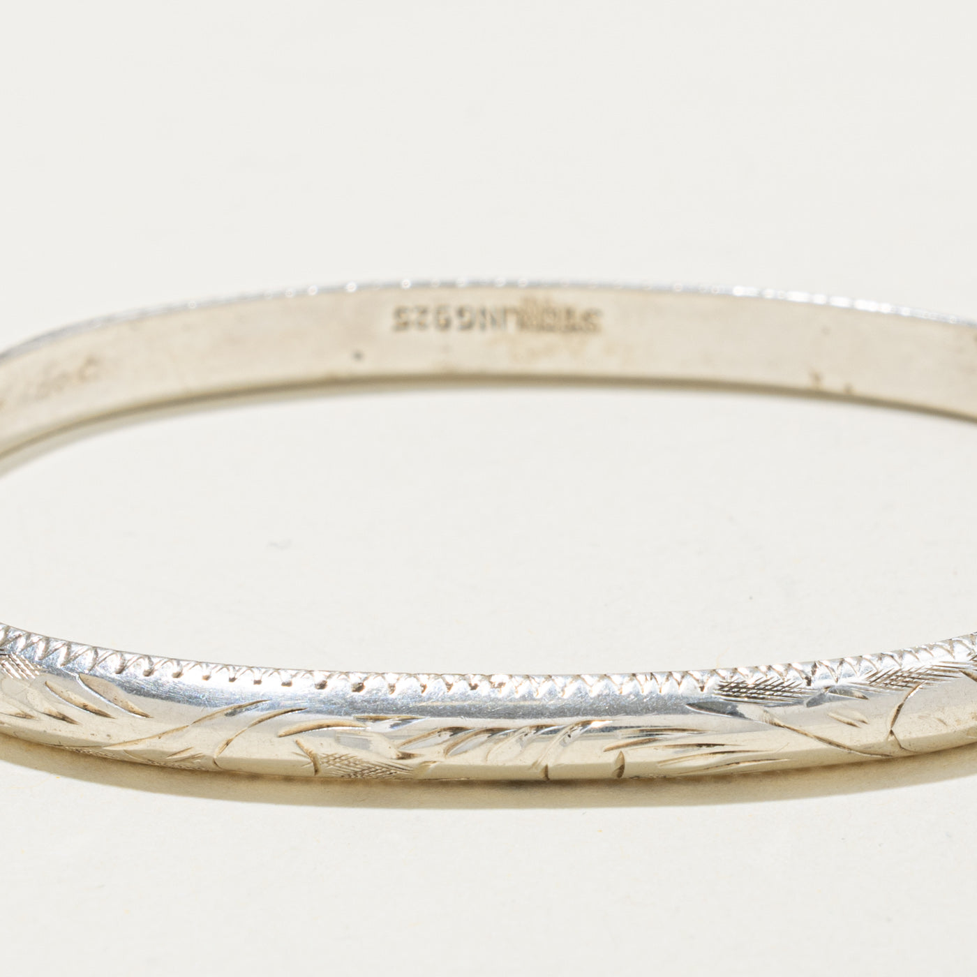 Sterling Silver Engraved Bangle Bracelet | 7"