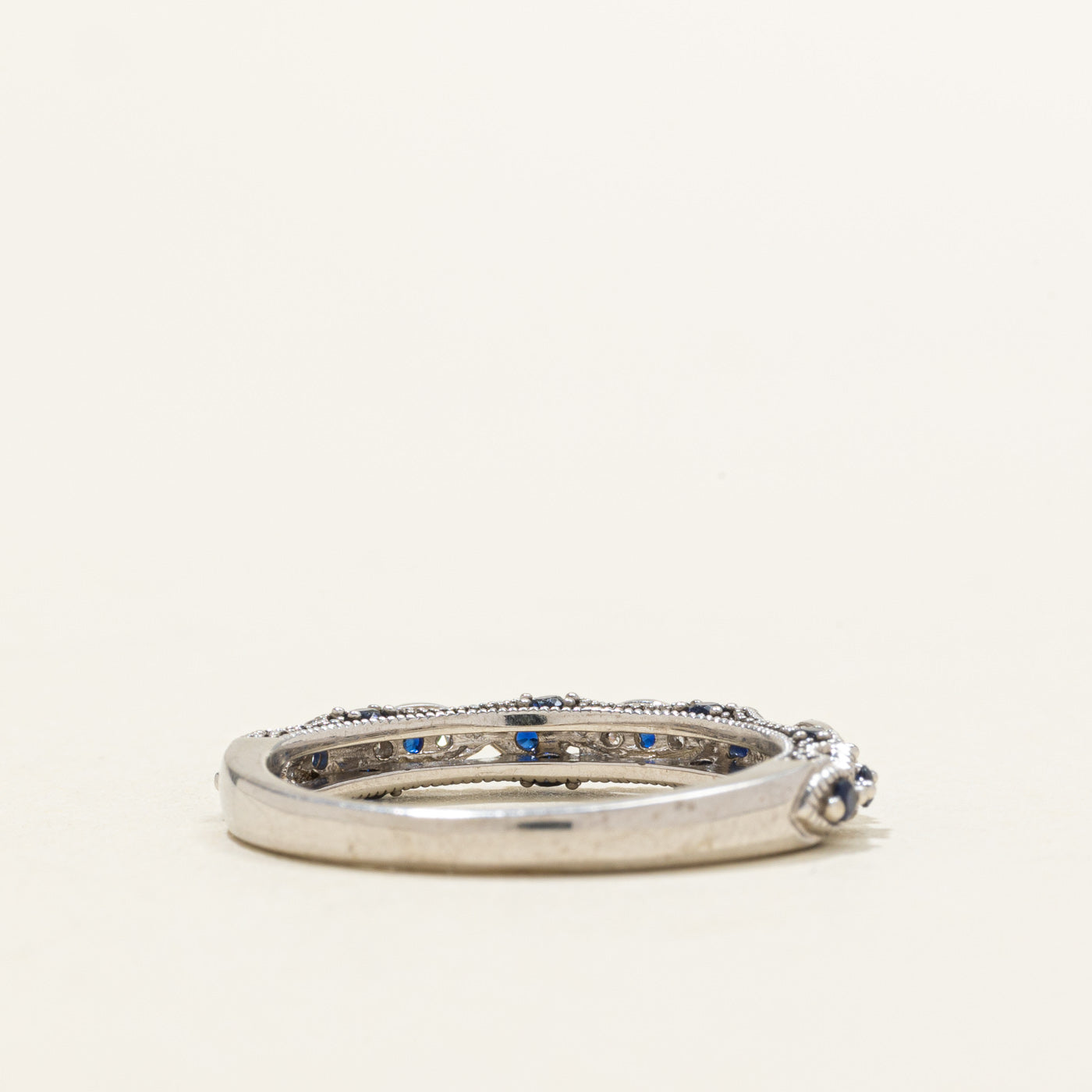 Semi Eternity Sapphire & Diamond Milgrain Band | SZ 7.25