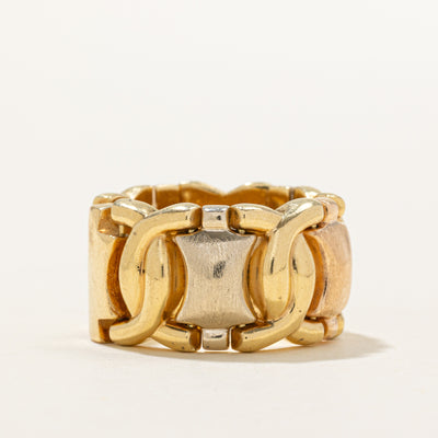 18k Tri Tone Gold Chunky Chain Band | 13mm | SZ 6.75