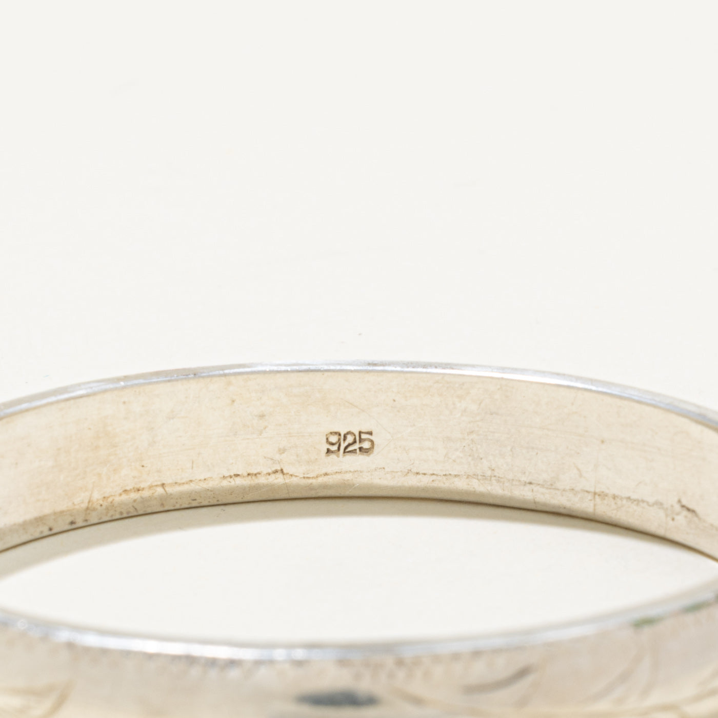Sterling Silver Leafy Engraved Bangle Bracelet | 7"