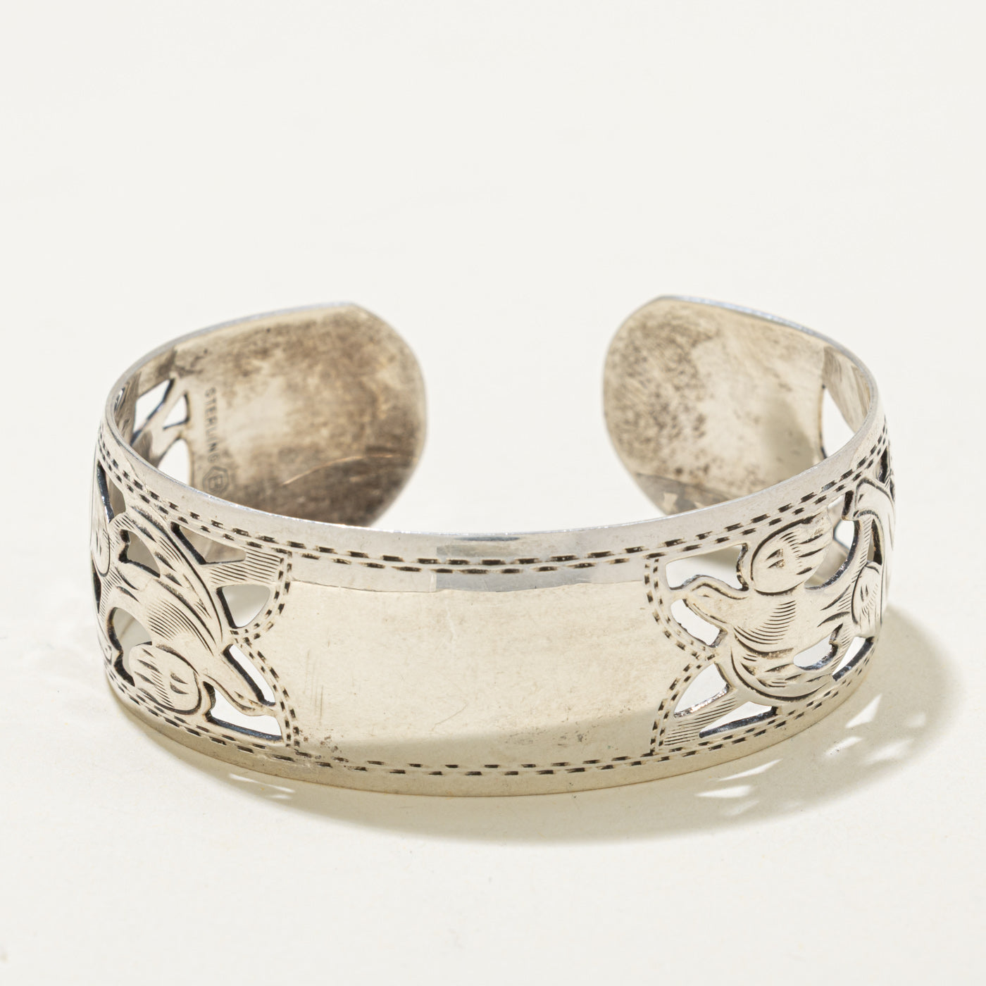 Sterling Silver Bird Openwork Cuff Bracelet | 6"