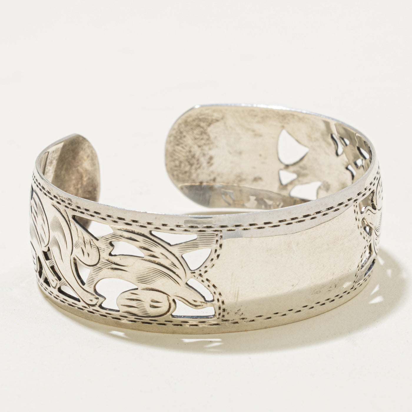 Sterling Silver Bird Openwork Cuff Bracelet | 6"