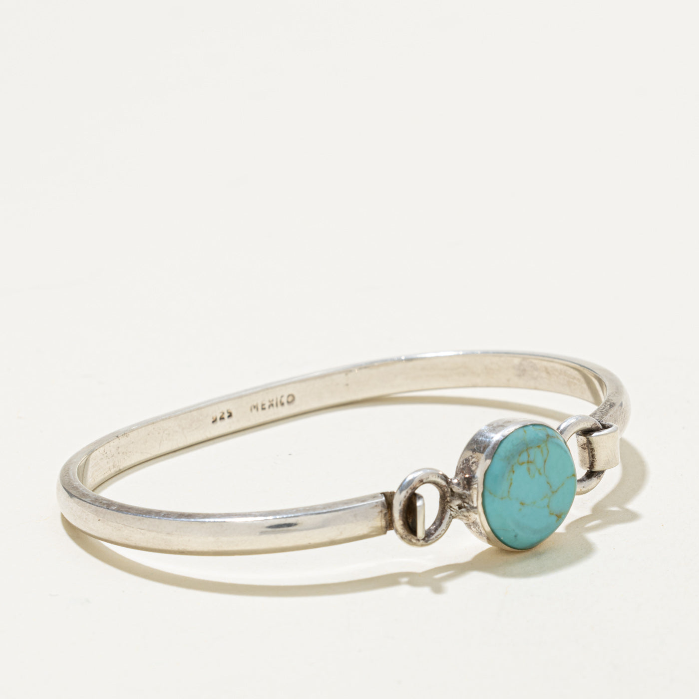Bezel Set Turquoise Bangle Bracelet | 6ct | 7"