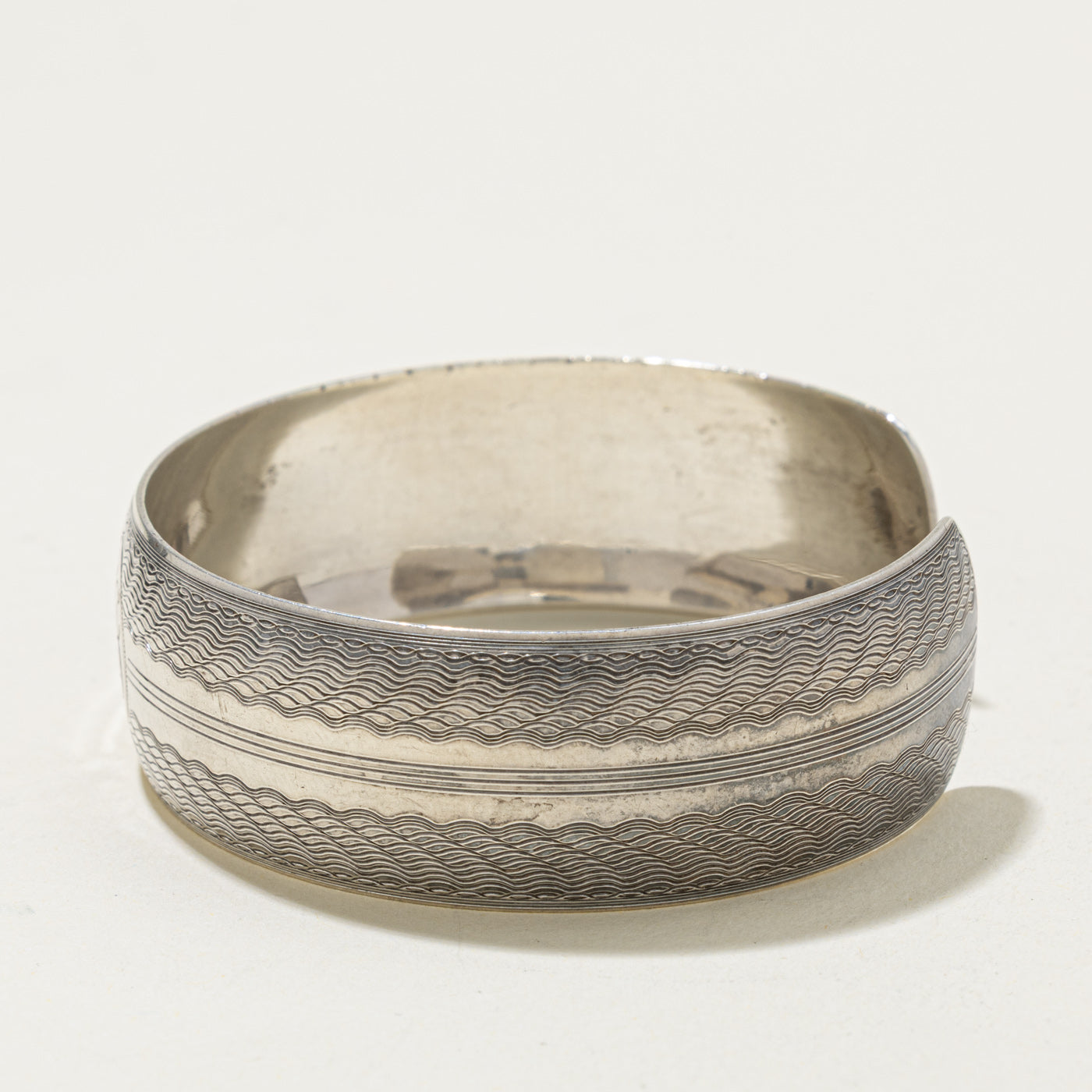 Sterling Silver "MF" Initial Engraved Cuff Bracelet | 6"