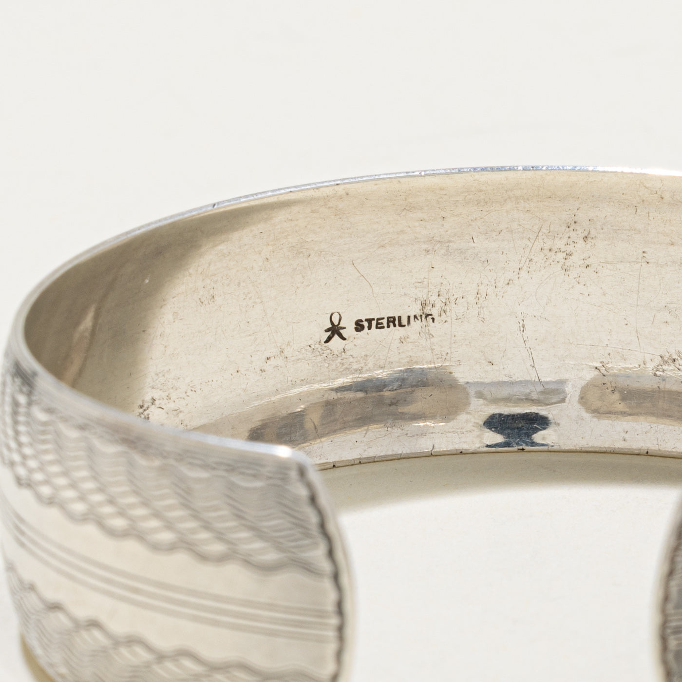 Sterling Silver "MF" Initial Engraved Cuff Bracelet | 6"