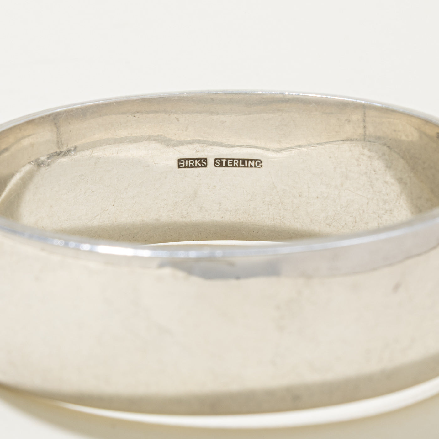 ‘Birks’ Sterling Silver Floral Engraved Bangle Bracelet | 7"