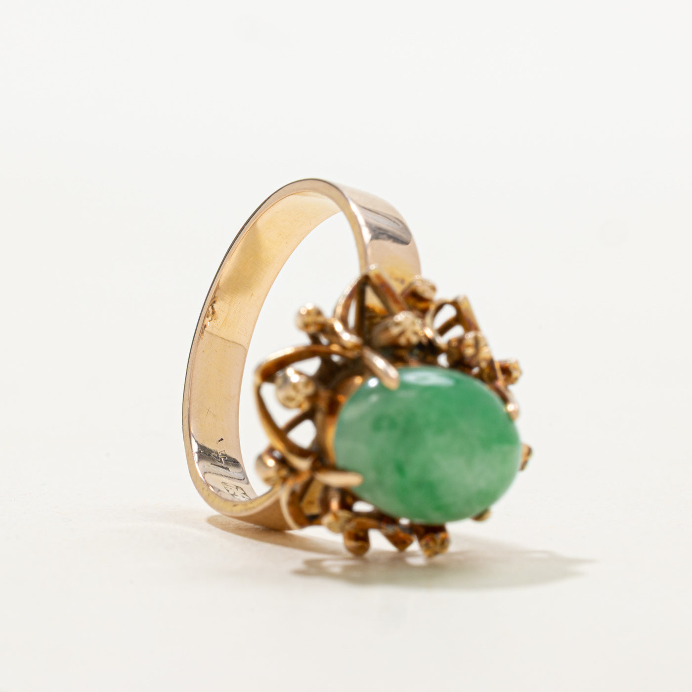 Jade Floral Openwork Cocktail Ring | 3.50ct | SZ 8.25 |