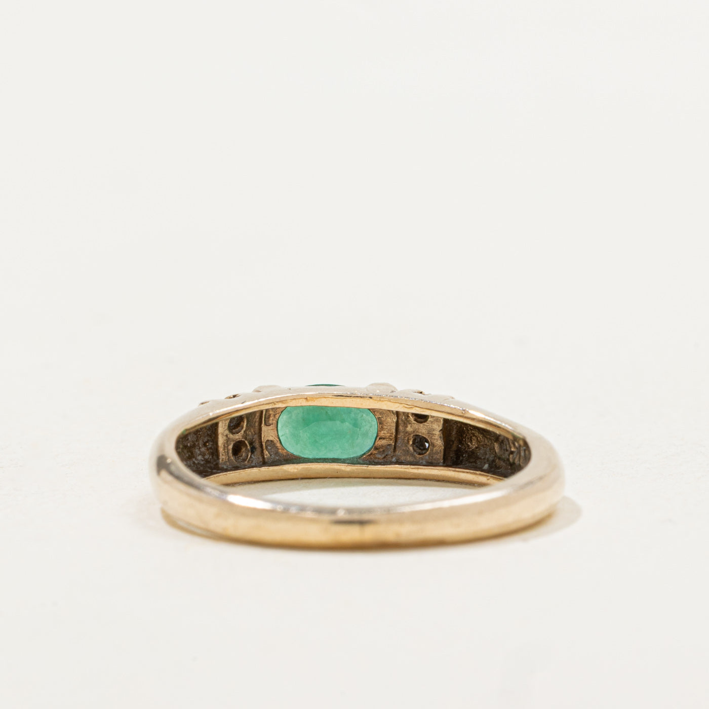 East West Oval Cut Emerald & Diamond Ring | 0.30ct, 0.02ctw | SZ 4.5 |