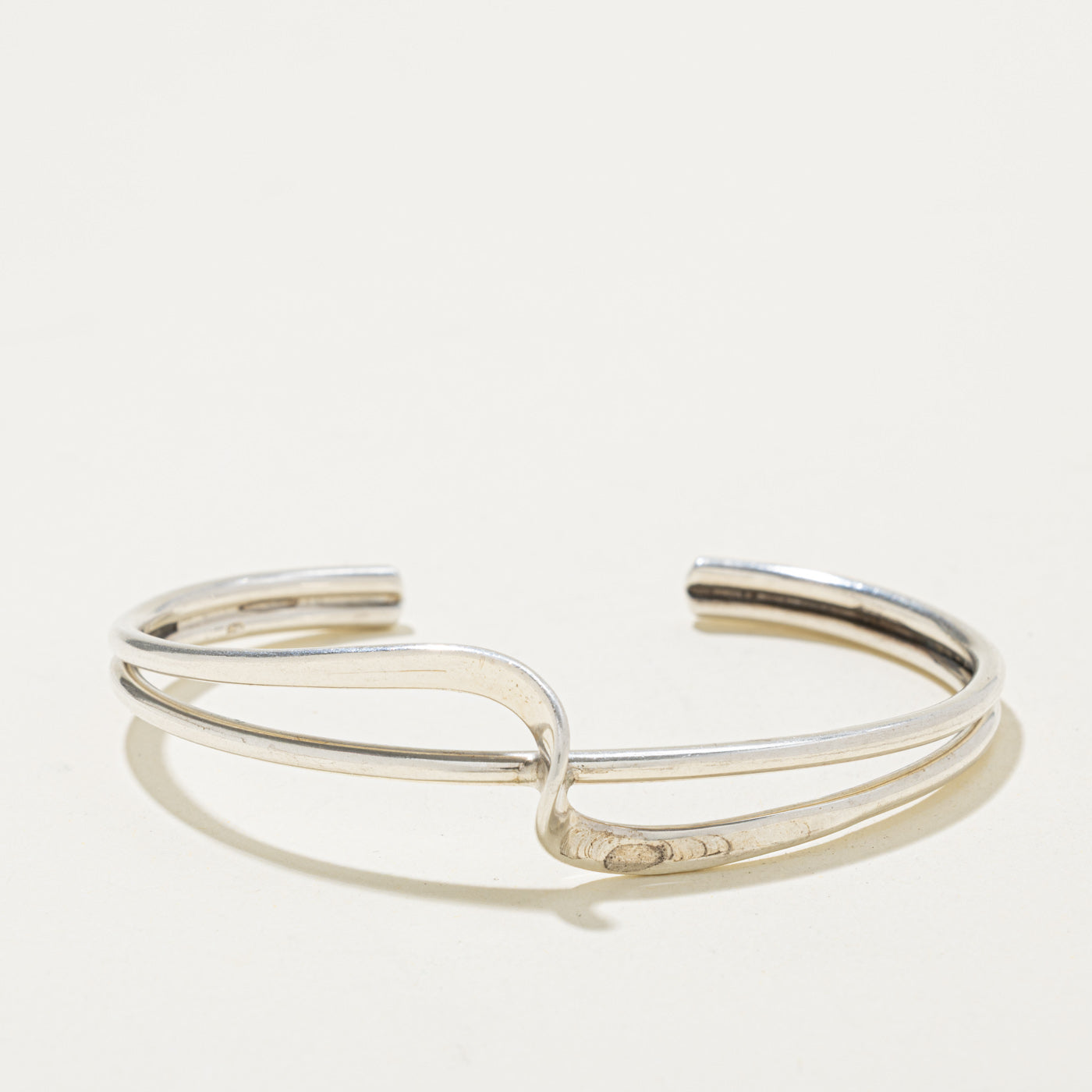 Sterling Silver Abstract Cuff Bracelet | 6"