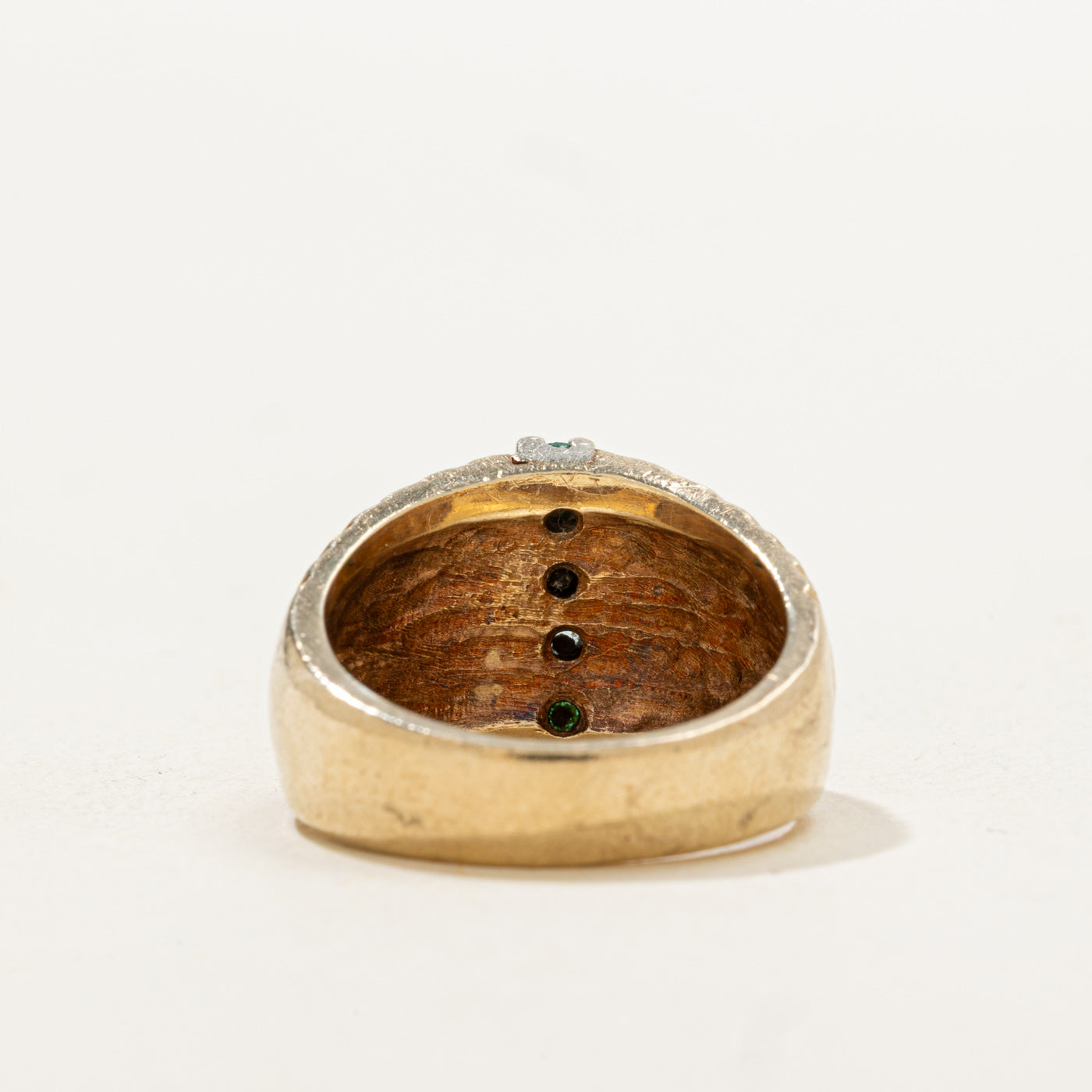 Emerald, Aquamarine & Diamond Column Textured Band | 0.22, 0.08ctw | SZ 6.5 |