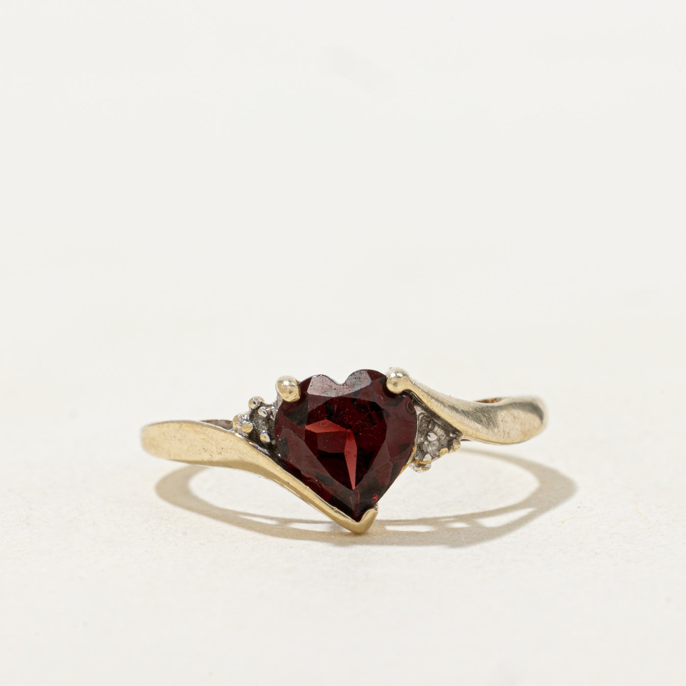 Heart Cut Garnet & Diamond Bypass Ring | 1.06ct, 0.004ctw | SZ 6.25 |
