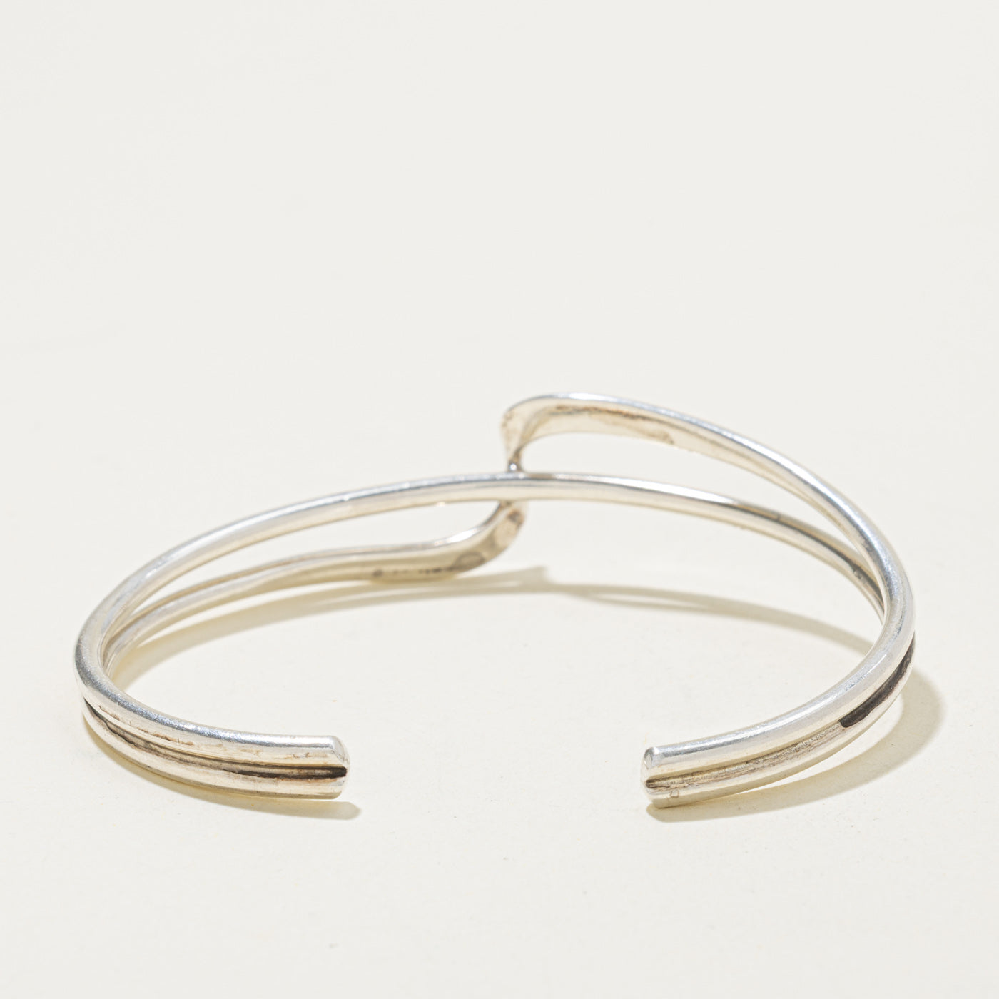 Sterling Silver Abstract Cuff Bracelet | 6"
