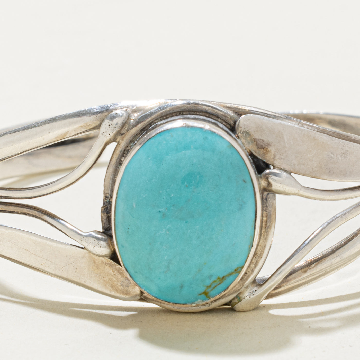Sterling Silver Bezel Set Turquoise Cuff  | 14.00ct | 5.5"