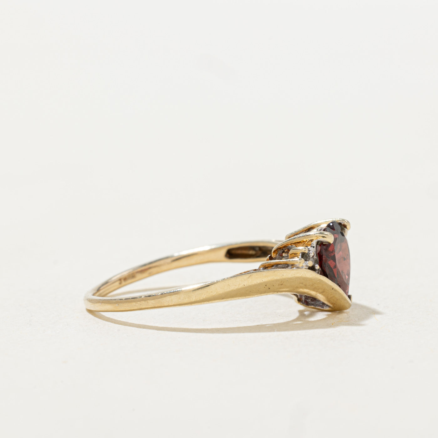 Heart Cut Garnet & Diamond Bypass Ring | 1.06ct, 0.004ctw | SZ 6.25 |