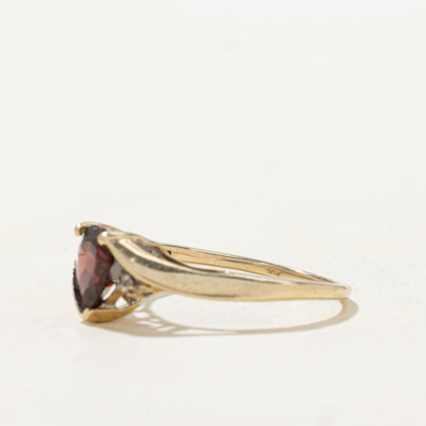 Heart Cut Garnet & Diamond Bypass Ring | 1.06ct, 0.004ctw | SZ 6.25 |