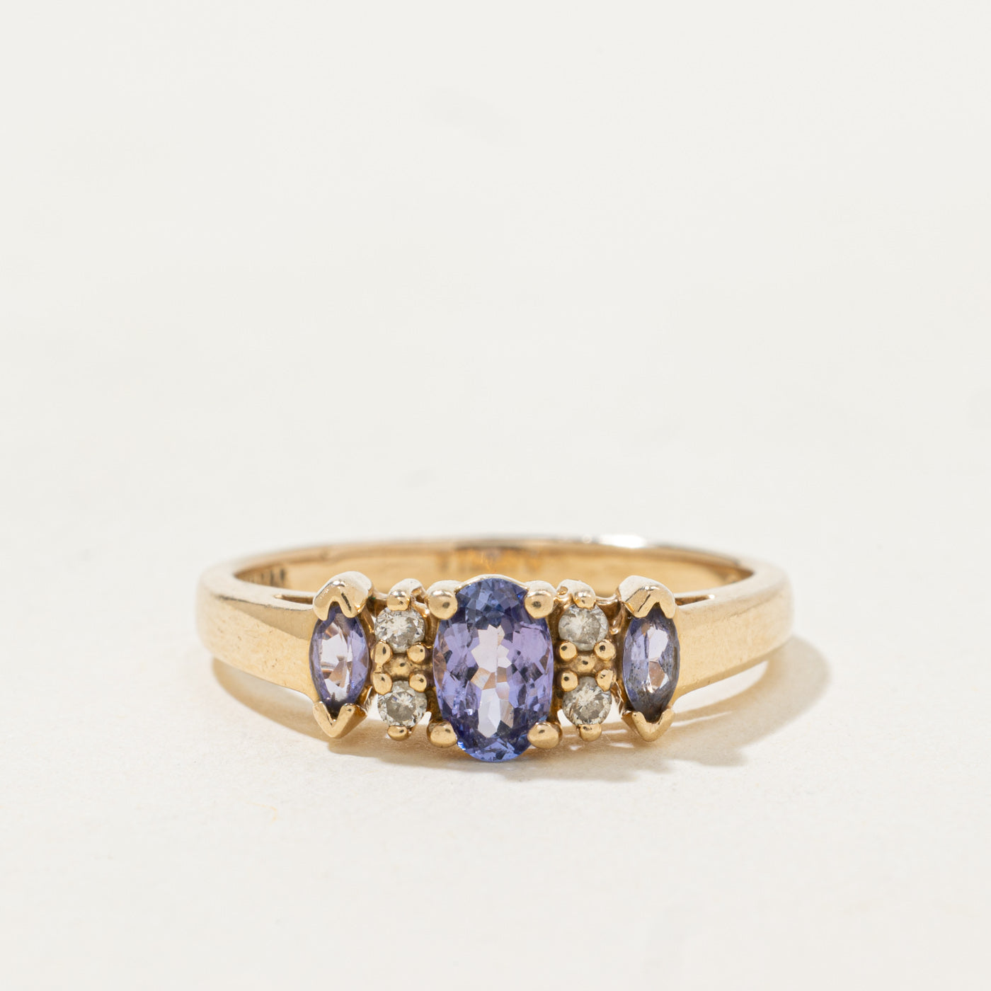 Three Stone Tanzanite & Diamond Ring | 0.7ctw, 0.02ctw | SZ 6.75 |