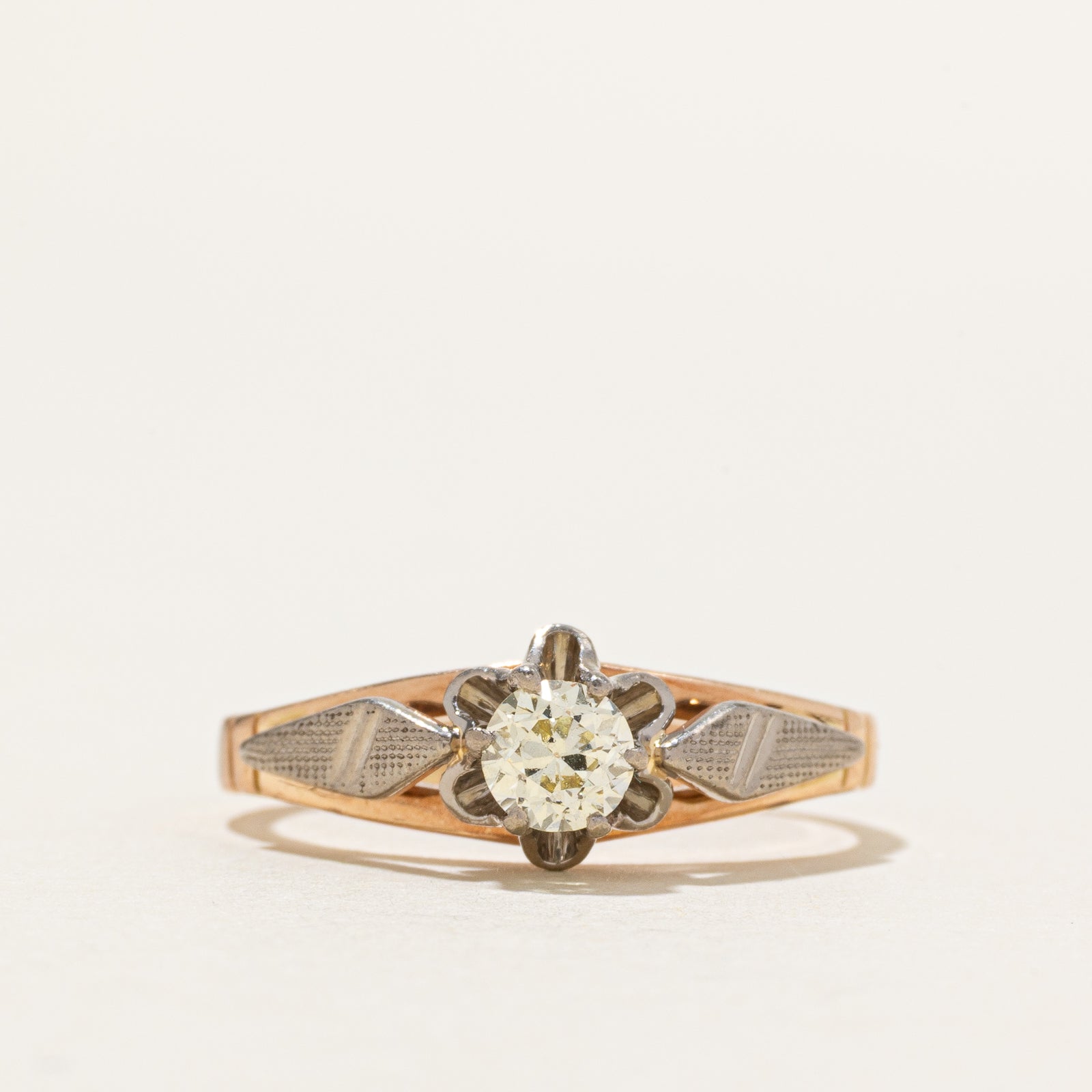 Two Tone Solitaire Diamond Ring | 0.33ct | SZ 6.75