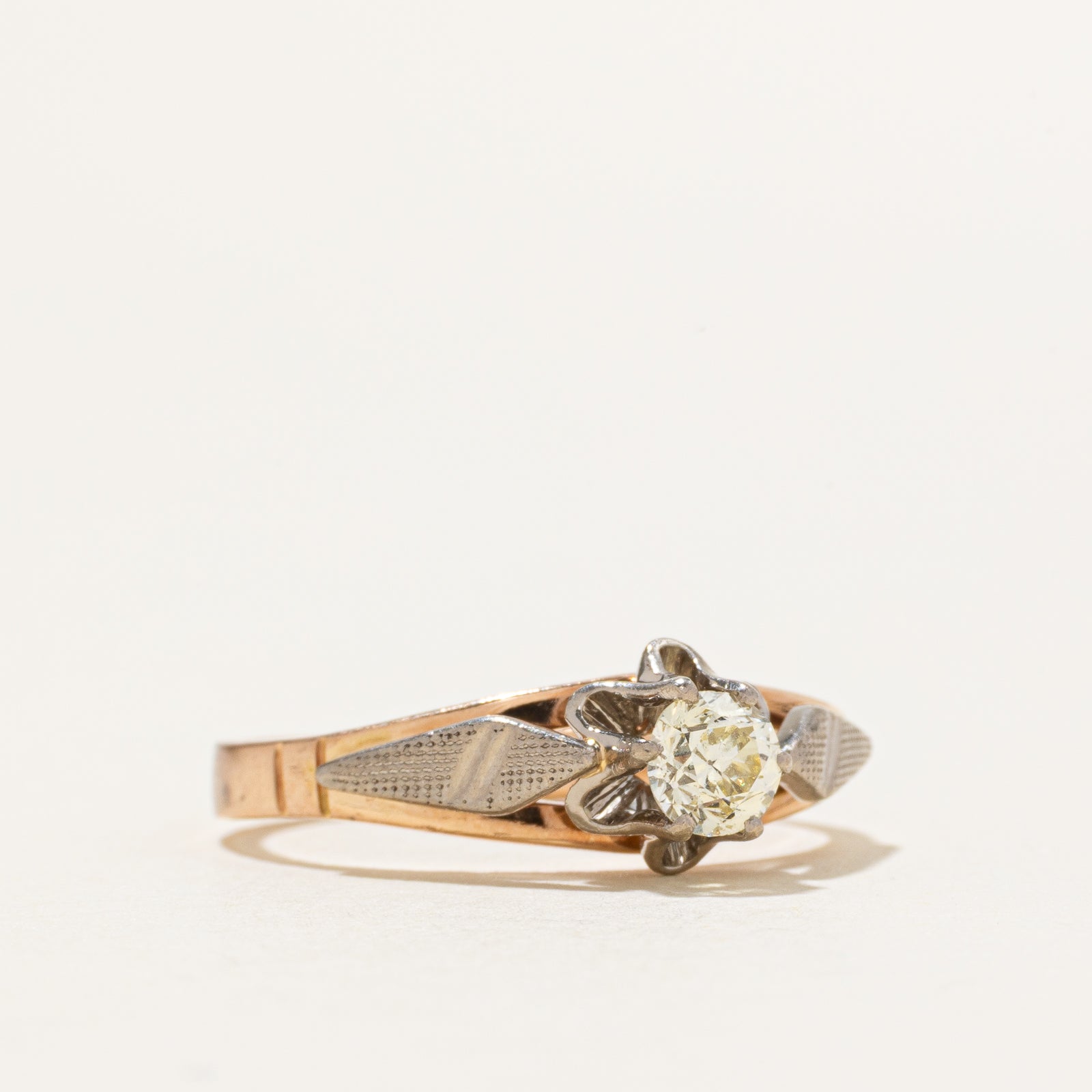 Two Tone Solitaire Diamond Ring | 0.33ct | SZ 6.75