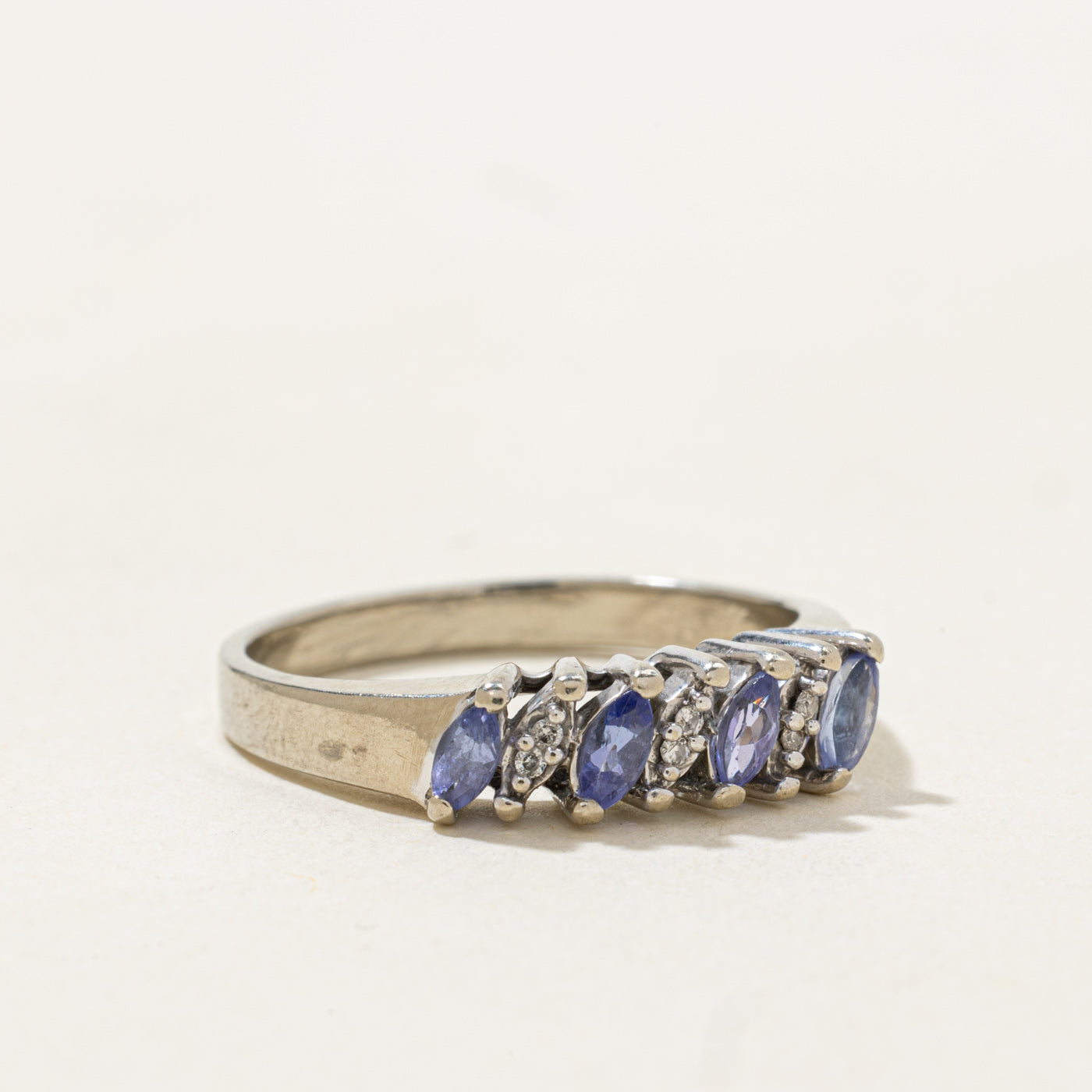 Marquise Cut Tanzanite & Diamond Ring | 0.3ctw, 0.03ctw | SZ 8.5 |