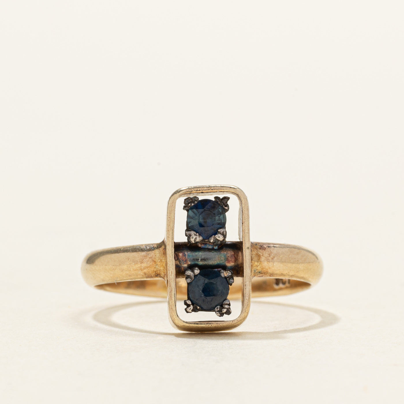 Two Stone Synthetic Sapphire Geometric Ring | 0.15ctw | SZ 6.0