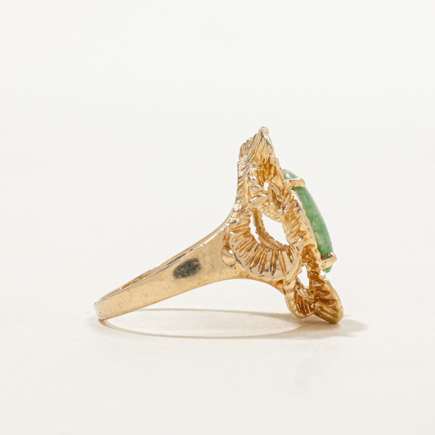 Jadeite Textured Floral Cocktail Ring | 1.63ct | SZ 7.0 |