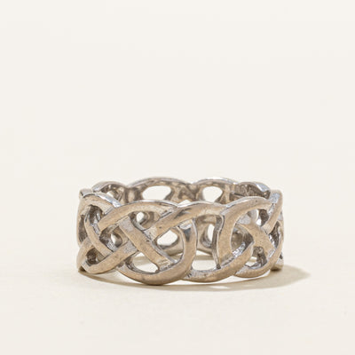 Dublin Import 14k White Gold Woven Design Band | 7.5mm | SZ 5.5