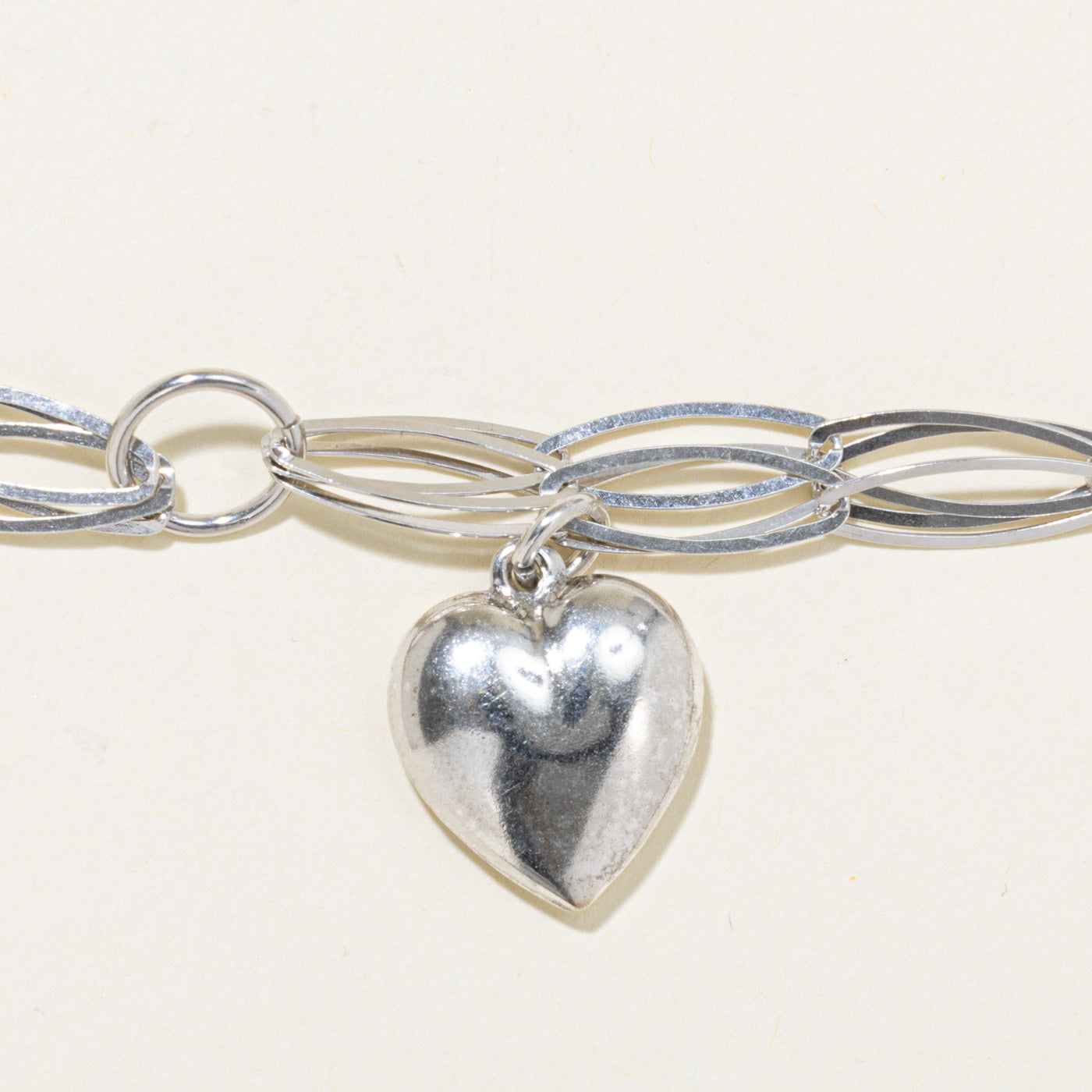 Sterling Silver Heart Charm Bracelet | 7"