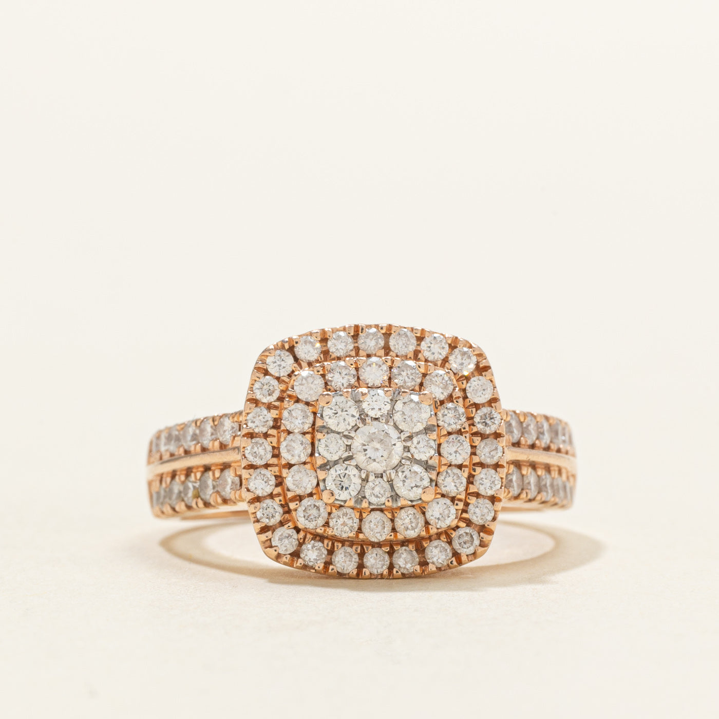 Bague cocktail double halo sertie de diamants illusion | 0,50 ct | Taille 8
