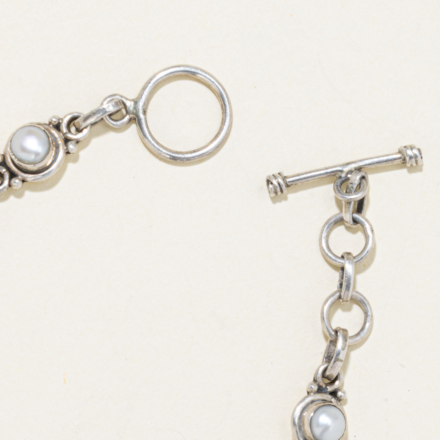 Sterling Silver Pearl Toggle Clasp Bracelet | 7.5"