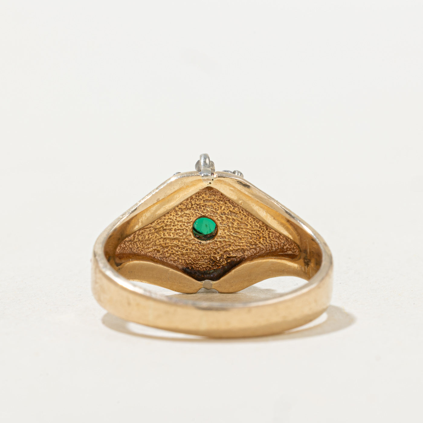 Emerald & Diamond Petal Textured Ring | 0.34ct, 0.1ctw | SZ 7.75 |