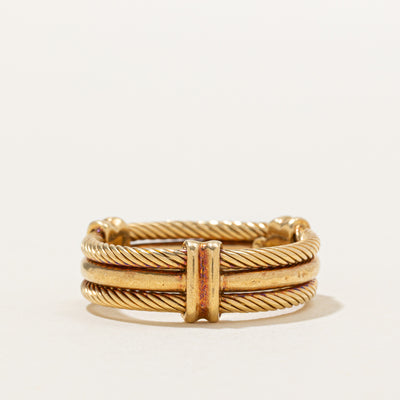 18k Yellow Gold Layered Rope Ring | 6mm | SZ 8.25