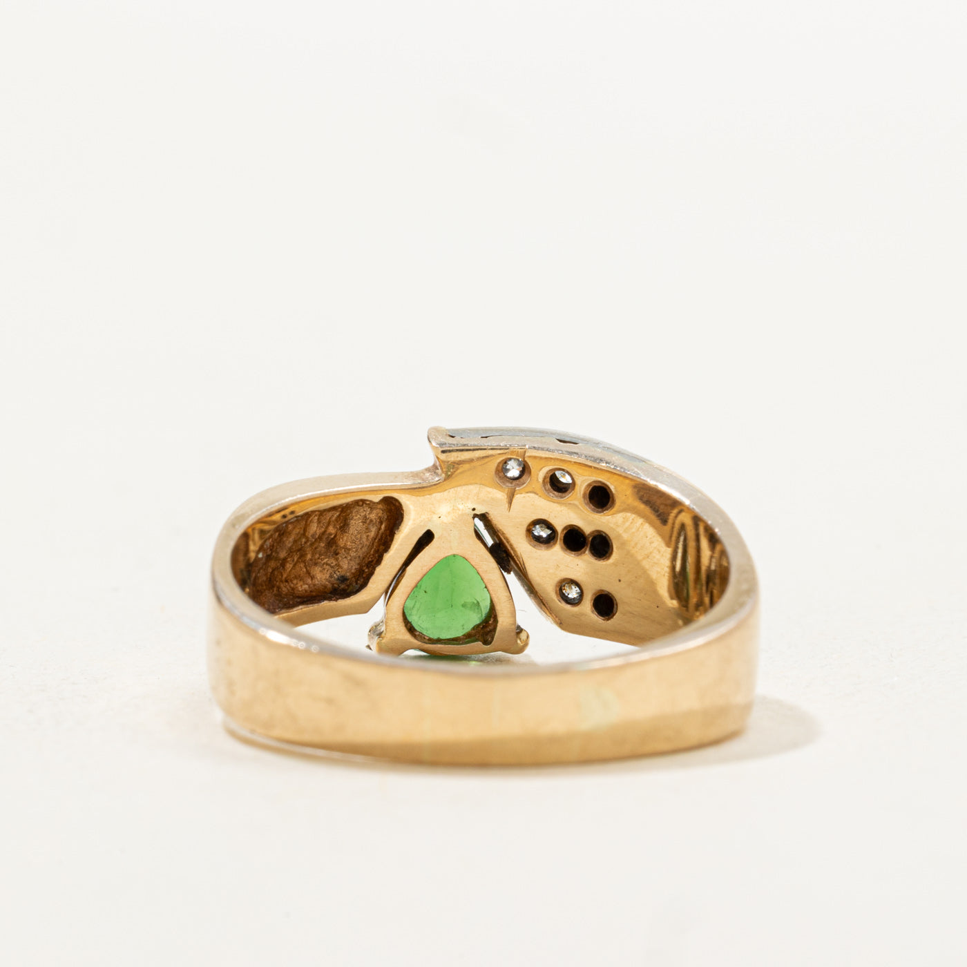 Pear Cut Emerald & Diamond Geometric Ring | 0.46ct, 0.24ctw | SZ 9.0 |