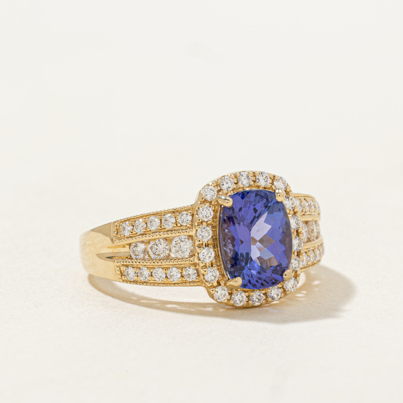 Oval Cut Tanzanite & Diamond Halo Ring | 1.7ct, 0.42ctw | SZ 8.25 |