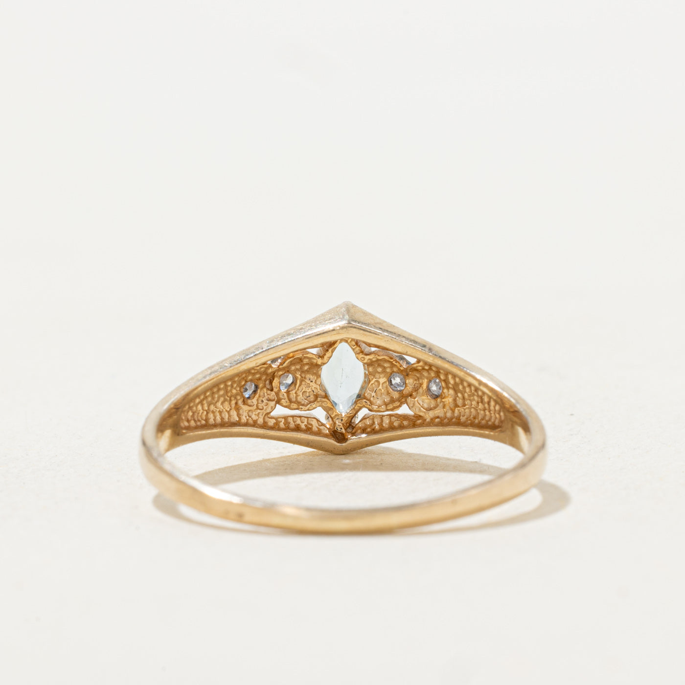 Marquise Cut Aquamarine & Diamond Tapered Ring | 0.17ct, 0.03ctw | SZ 7.75 |