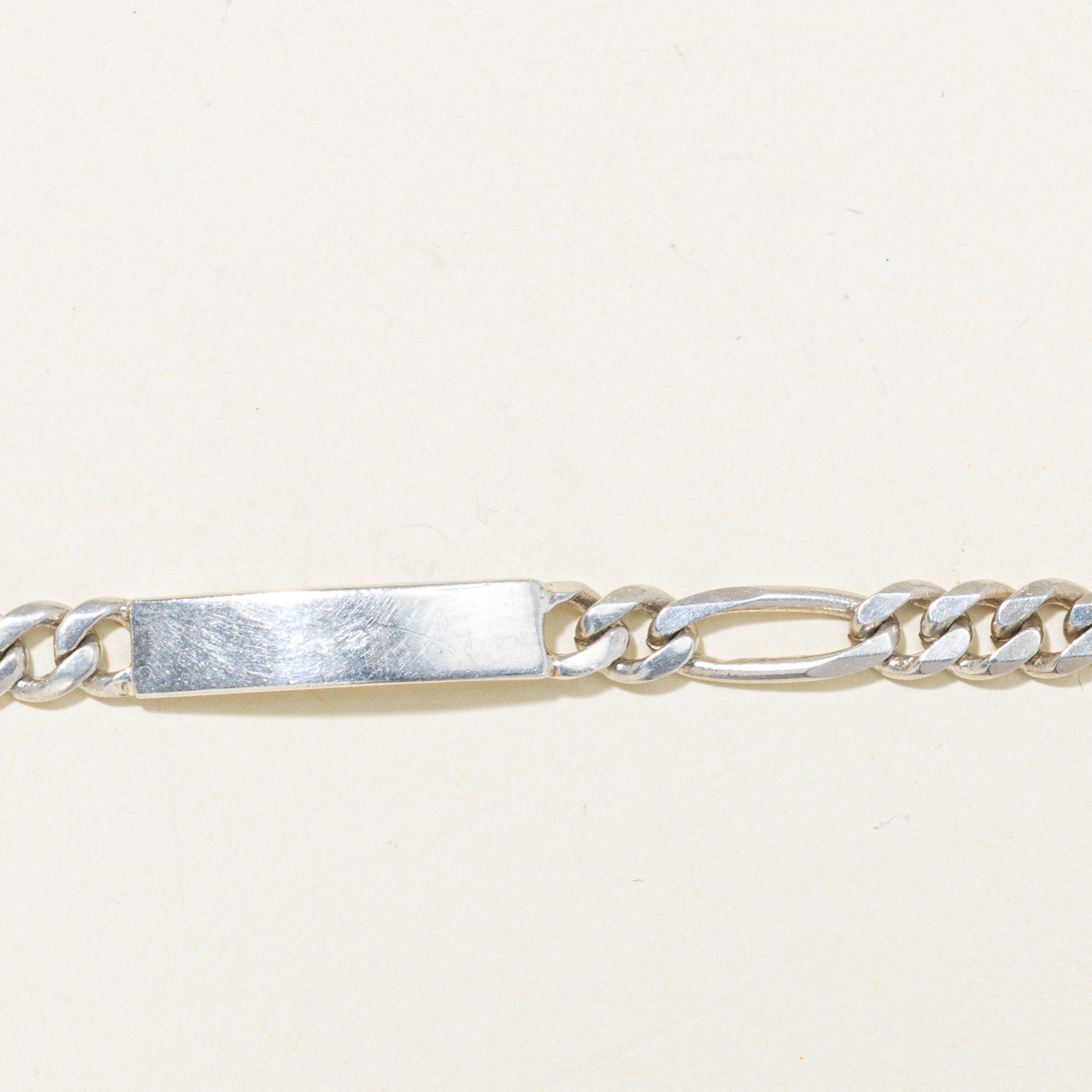Sterling Silver ID Tag Figaro Chain Bracelet | 8.25"