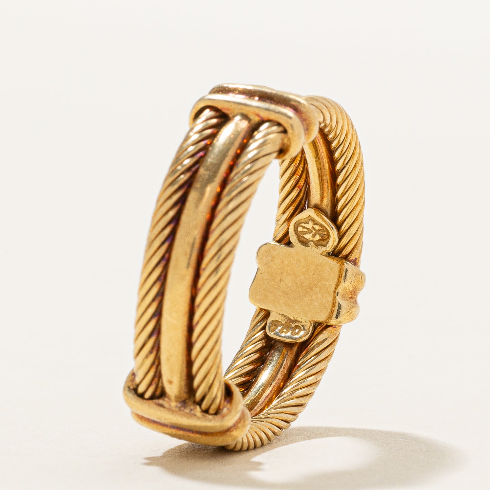 18k Yellow Gold Layered Rope Ring | 6mm | SZ 8.25