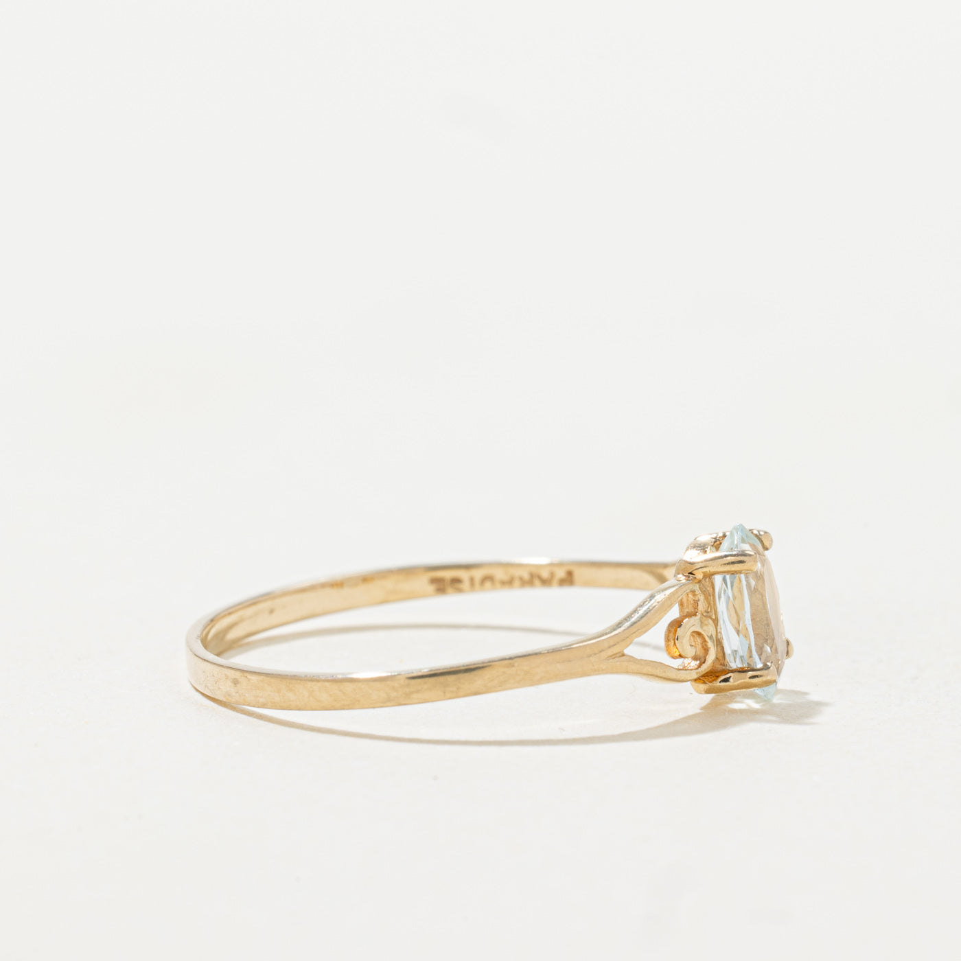 Solitaire Aquamarine Scrollwork Ring | 0.34ct | SZ 8.75 |