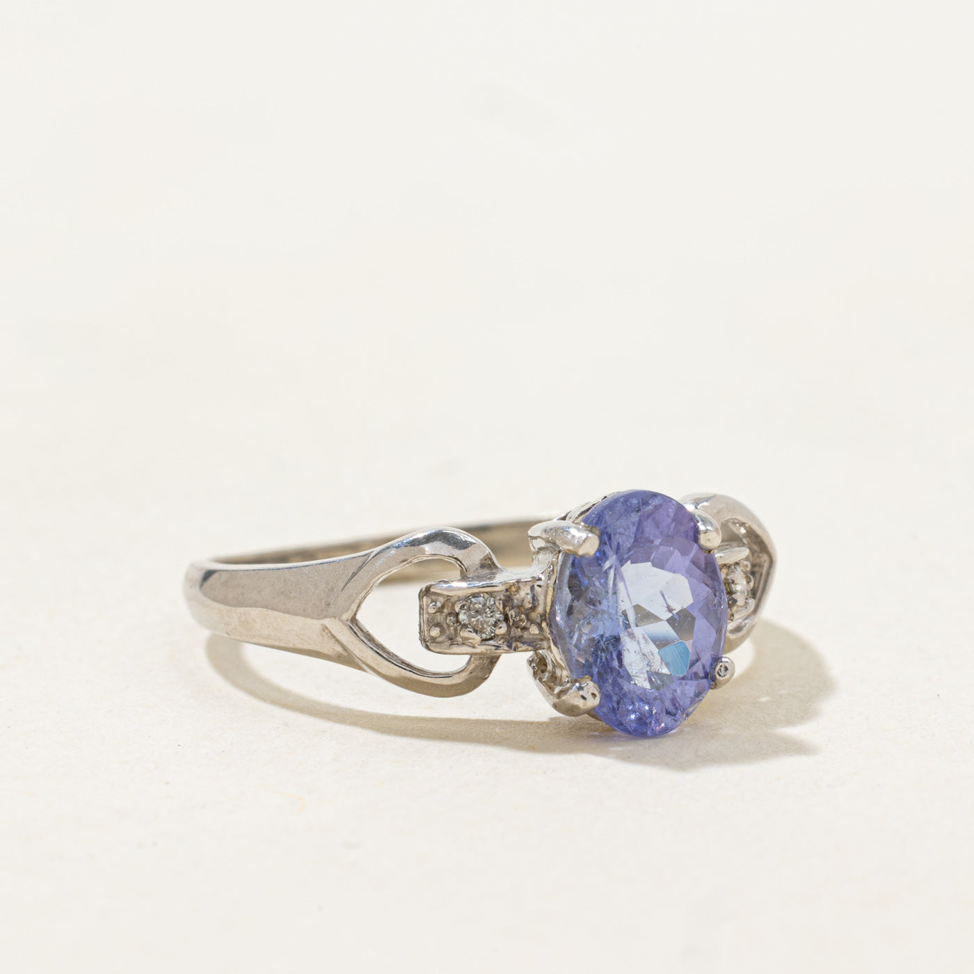 Oval Cut Tanzanite & Diamond Ring | 1.4ct, 0.02ctw | SZ 7.5 |