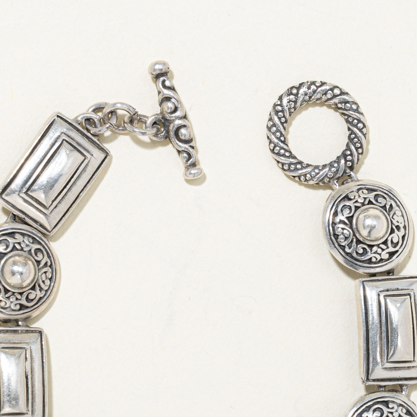 Sterling Silver Scrollwork Geometric Bracelet | 7.5"
