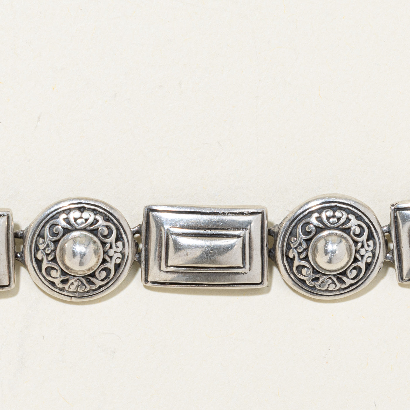 Sterling Silver Scrollwork Geometric Bracelet | 7.5"