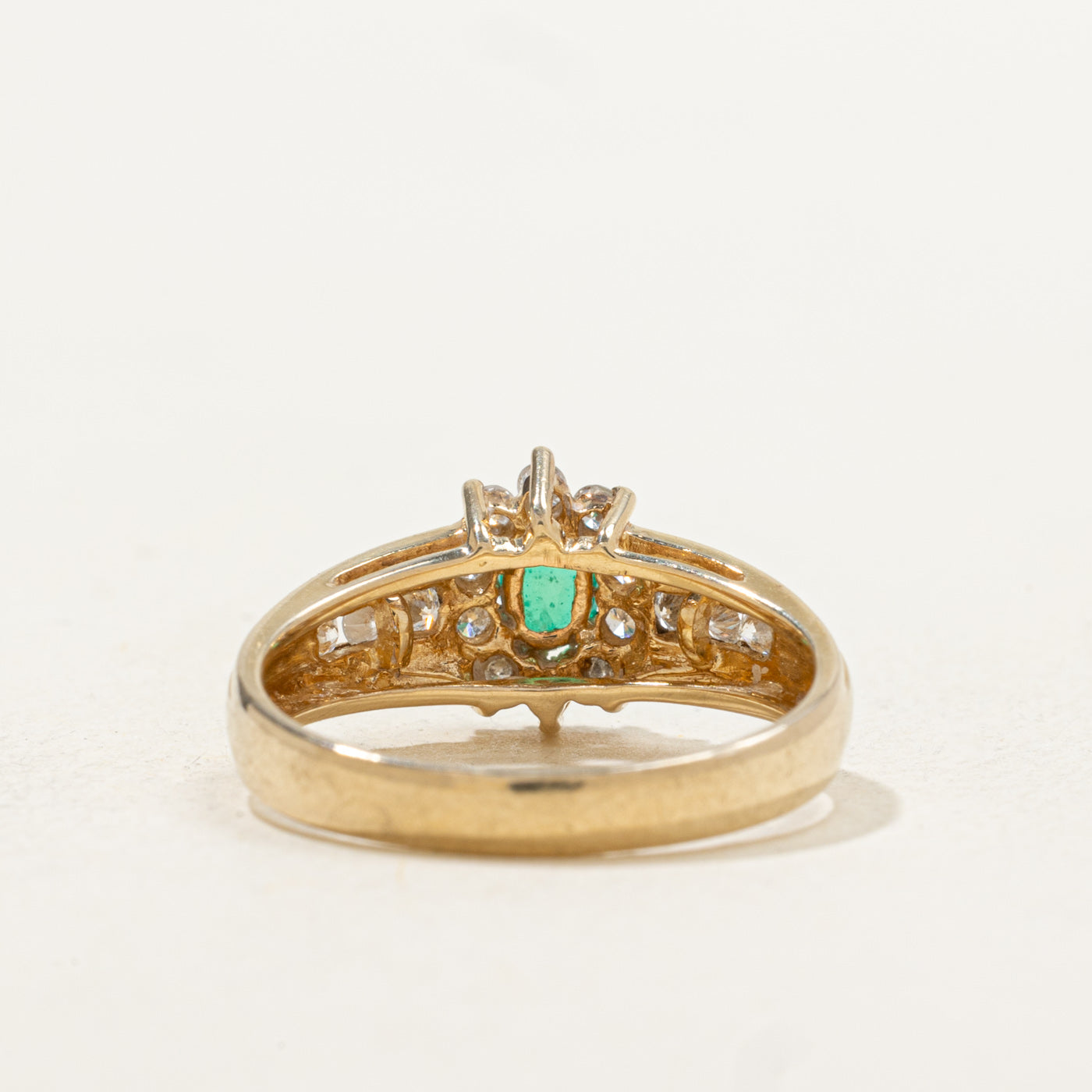 Emerald & Diamond Petal Halo Ring | 0.14ct, 0.17ctw | SZ 6.0 |