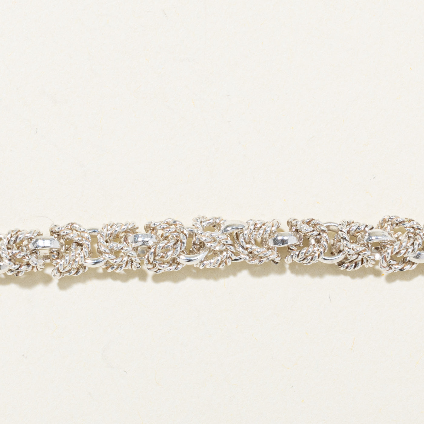 Sterling Silver Rope Textured Byzantine Chain Bracelet | 7.5"