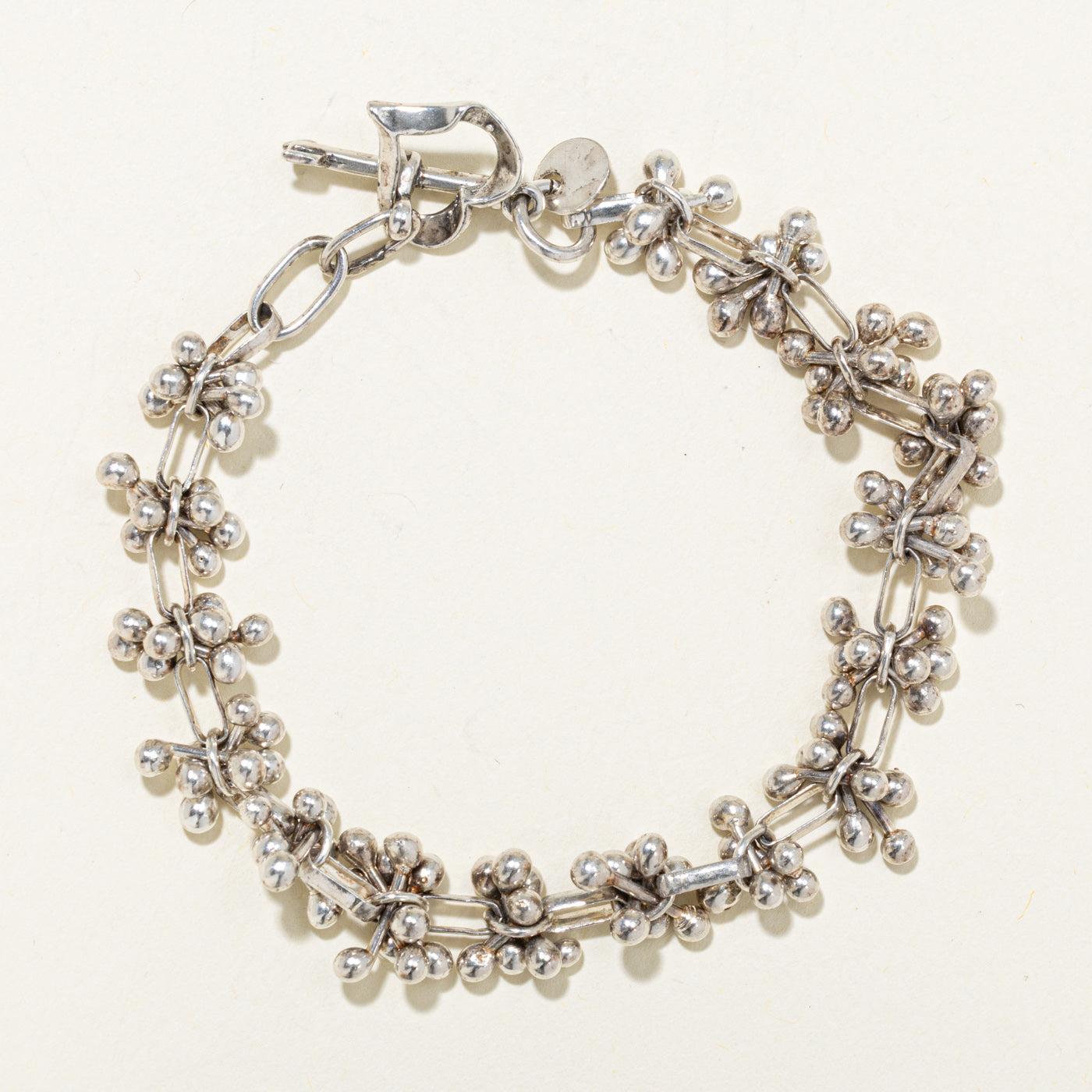 Sterling Silver Bead Cluster Chain Bracelet | 8"