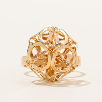 Finland 14k Yellow Gold Openwork Orb Ring | SZ 6